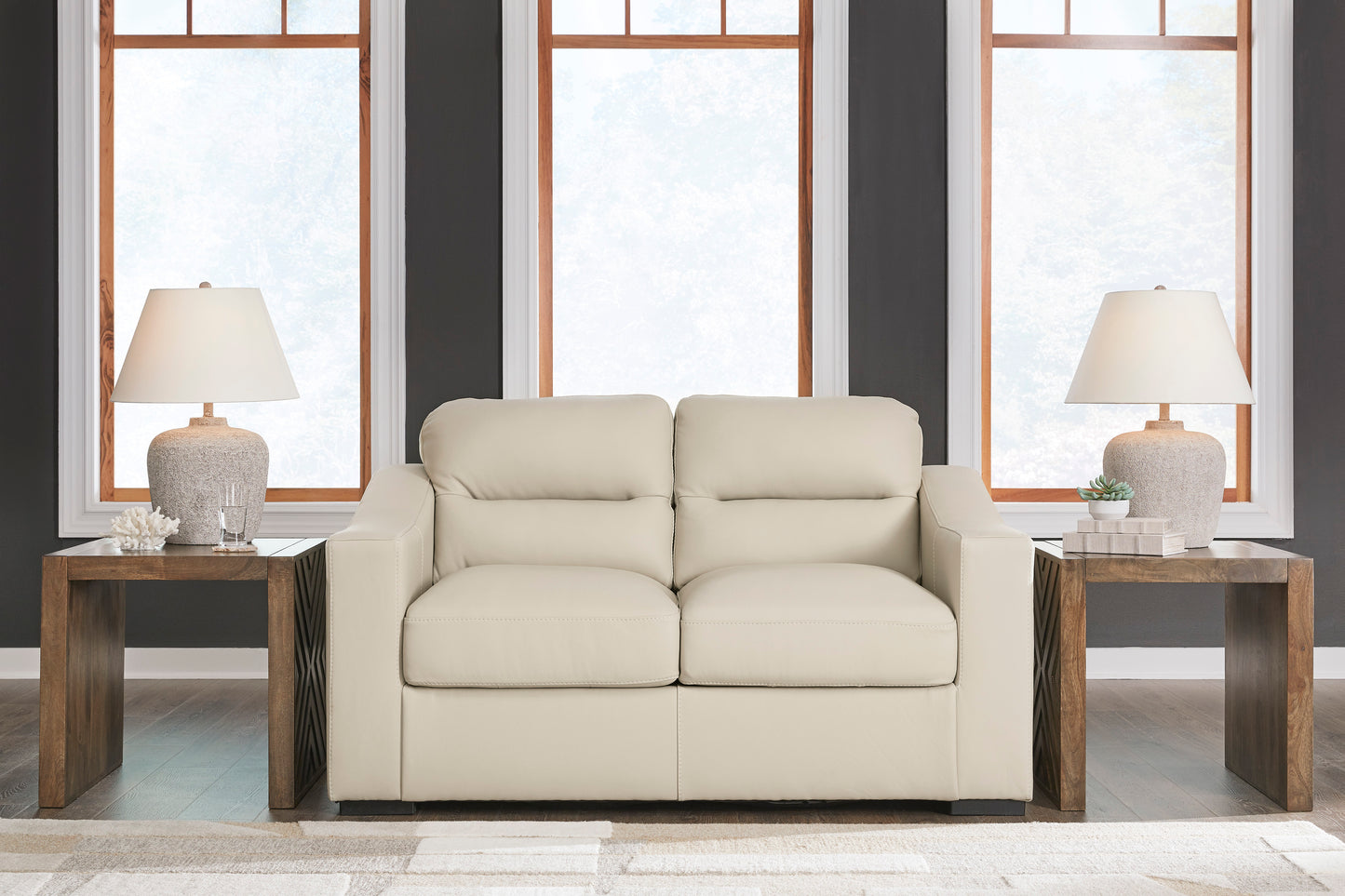 Treasure Trove Loveseat- Leather- Almond Color