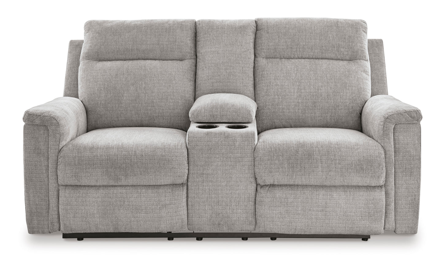 Barnsana DBL REC PWR Loveseat w/Console-- Ash Color