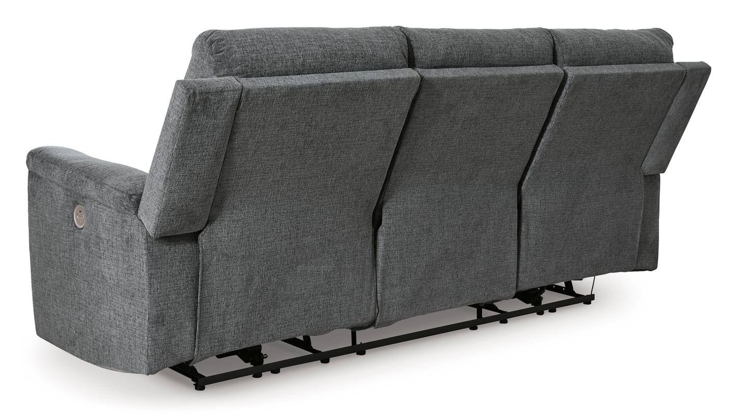 Barnsana Reclining Power Sofa-- Gravel Color