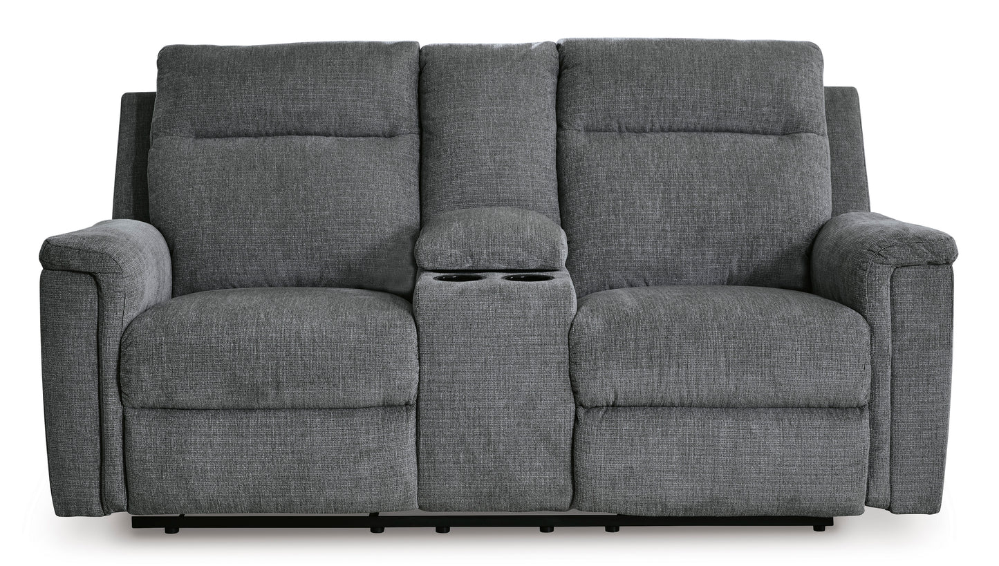 Barnsana DBL REC PWR Loveseat w/Console- Gravel Color