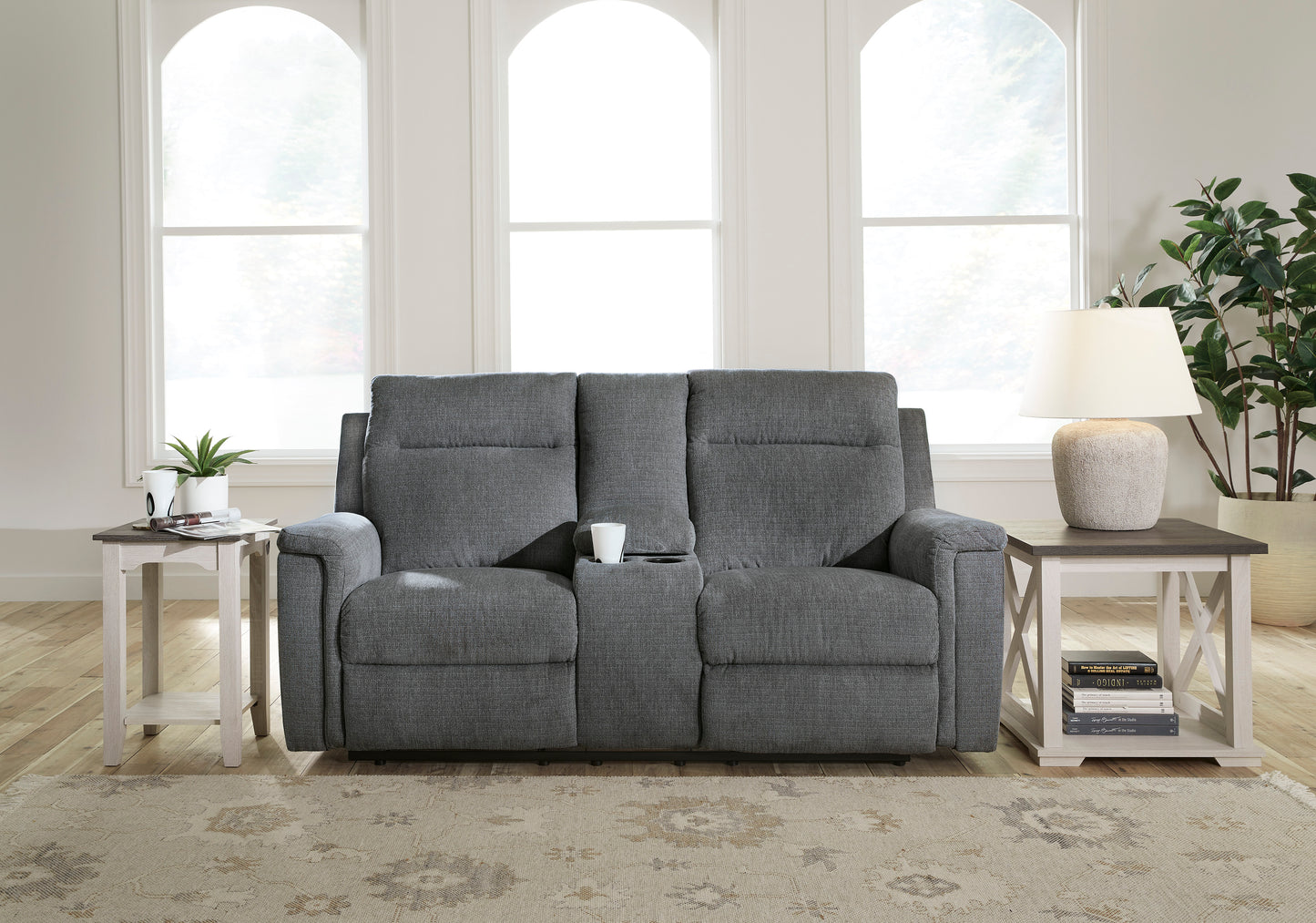 Barnsana DBL REC PWR Loveseat w/Console- Gravel Color