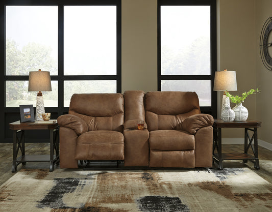 Boxberg DBL Rec Loveseat w/Console-Brown Color