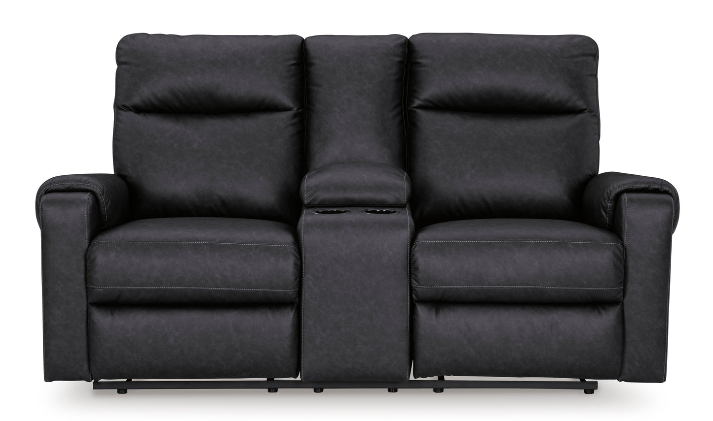 Axtellton DBL REC PWR Loveseat w/Console-Carbon Color