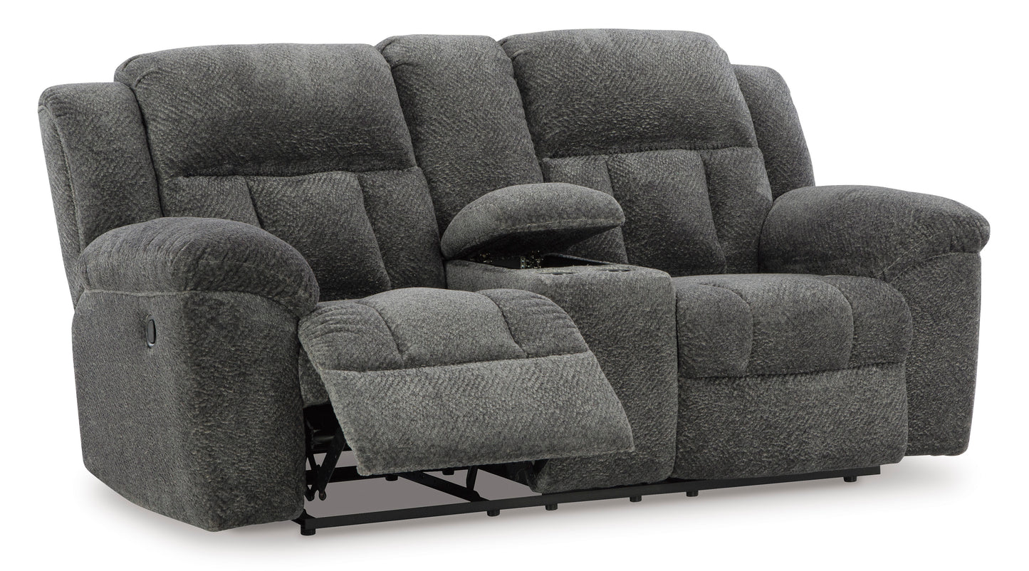 Frohn DBL Rec Loveseat w/Console- Graphite  Color