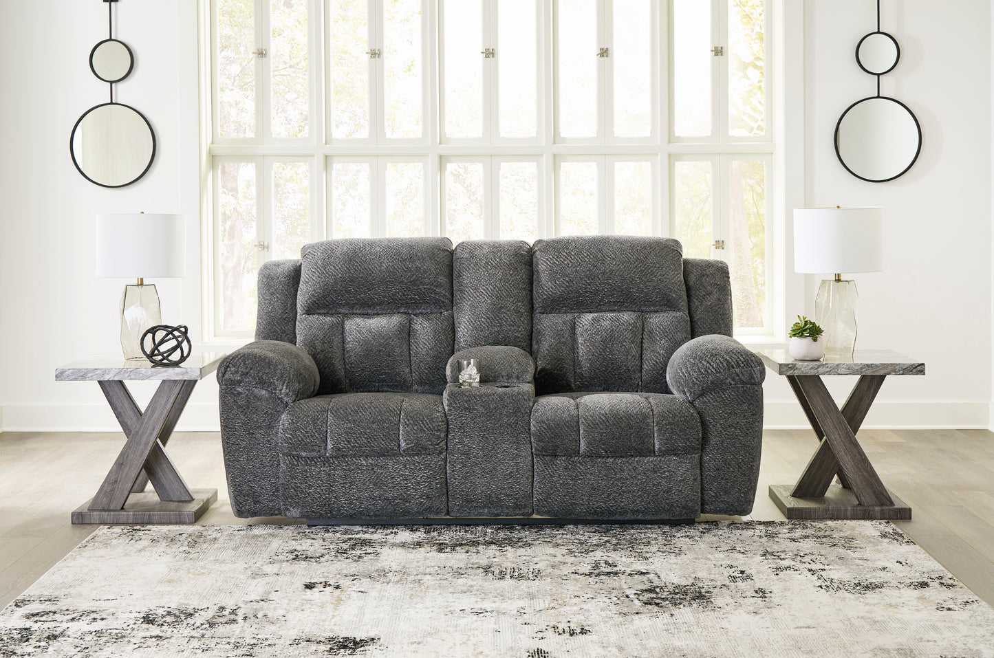 Frohn DBL Rec Loveseat w/Console- Graphite  Color