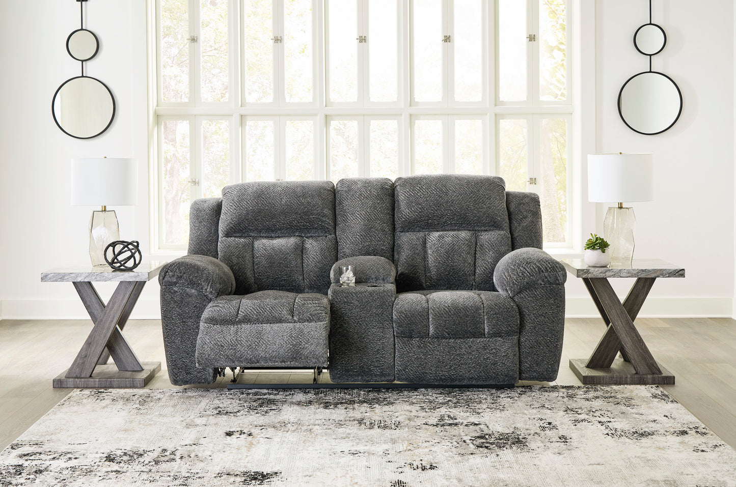 Frohn DBL Rec Loveseat w/Console- Graphite  Color