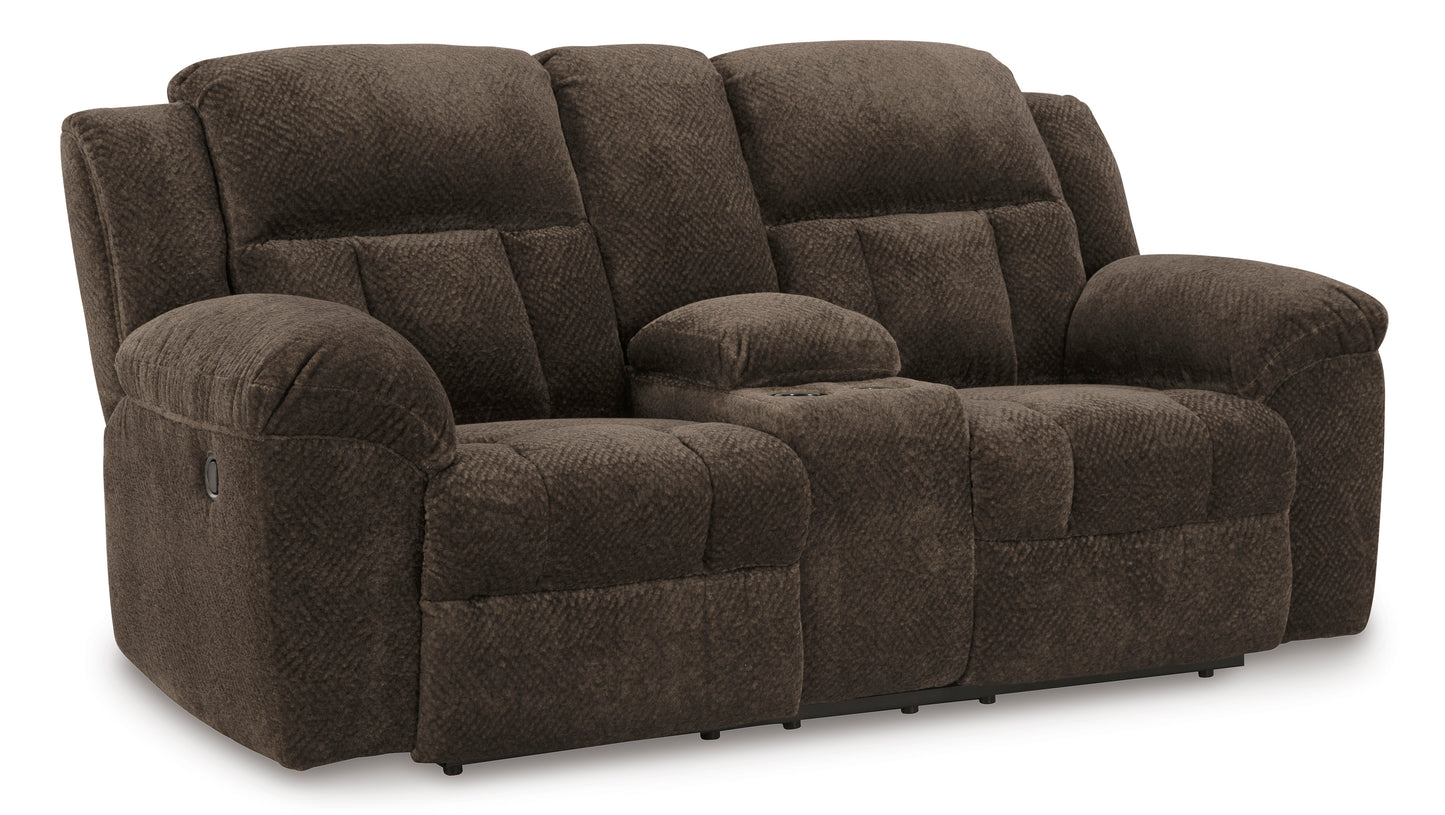 Frohn DBL Rec Loveseat w/Console-Chocolate Color