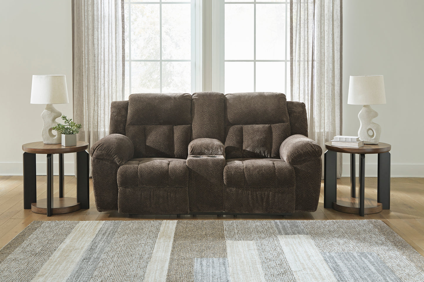 Frohn DBL Rec Loveseat w/Console-Chocolate Color