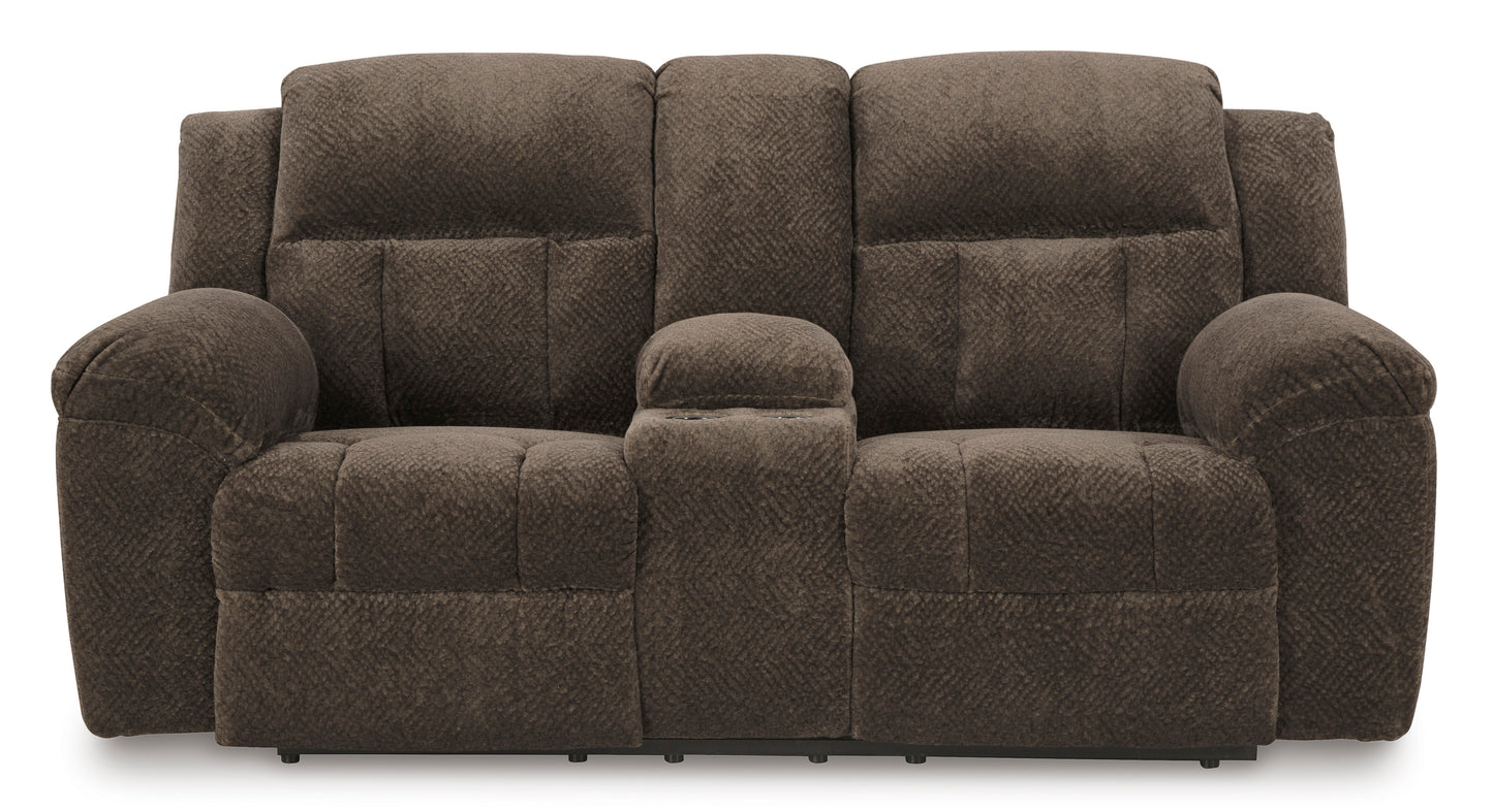 Frohn DBL Rec Loveseat w/Console-Chocolate Color