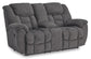 Foreside DBL Rec Loveseat w/Console-Charcol Color