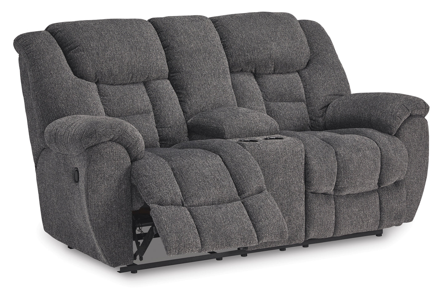 Foreside DBL Rec Loveseat w/Console-Charcol Color