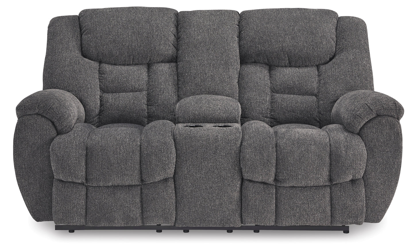 Foreside DBL Rec Loveseat w/Console-Charcol Color