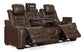 Game Zone PWR REC Sofa with ADJ Headrest-- Bark Color