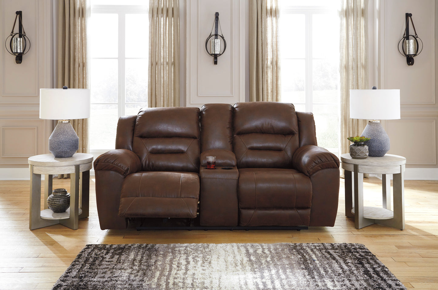 Stoneland DBL Rec Loveseat w/Console--- Chocolate Color