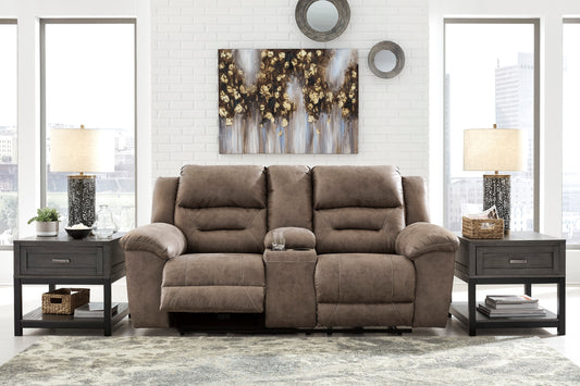 Stoneland DBL REC PWR Loveseat w/Console-- Fossil Color