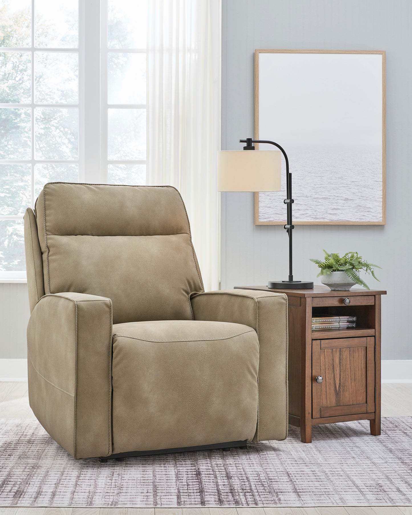 Next-Gen Durapella PWR Recliner/ADJ Headrest- Sand COlor