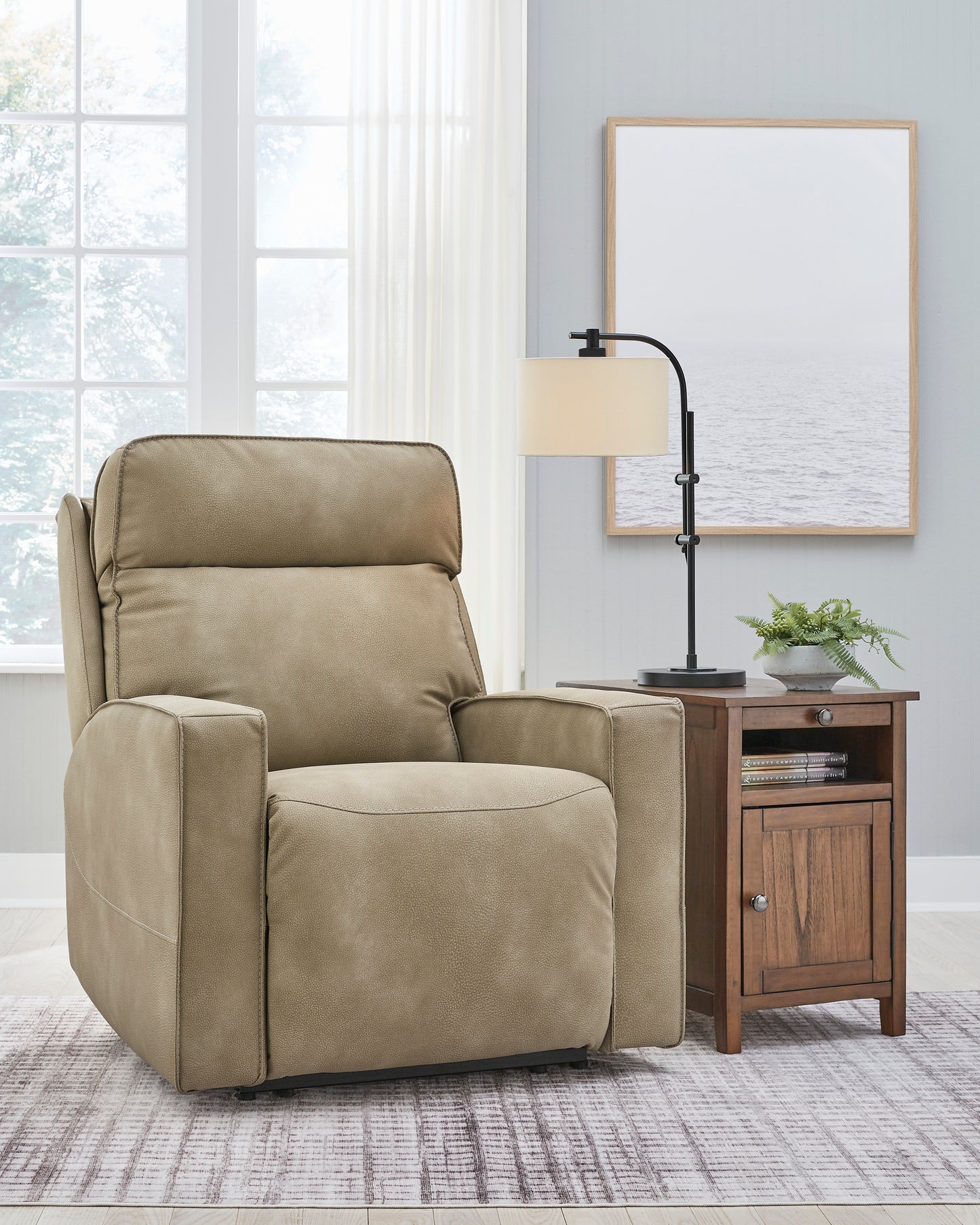 Next-Gen Durapella PWR Recliner/ADJ Headrest- Sand COlor