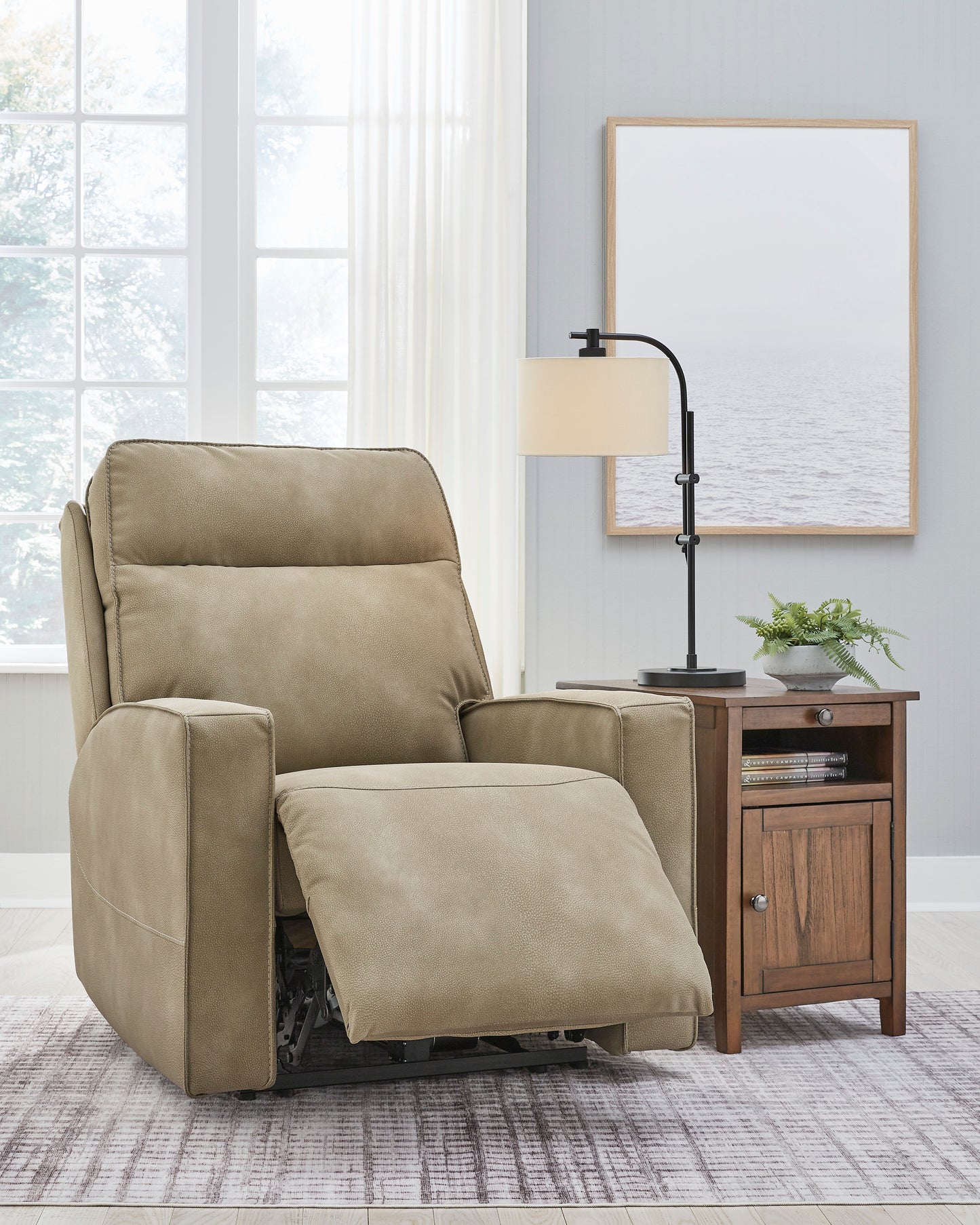 Next-Gen Durapella PWR Recliner/ADJ Headrest- Sand COlor