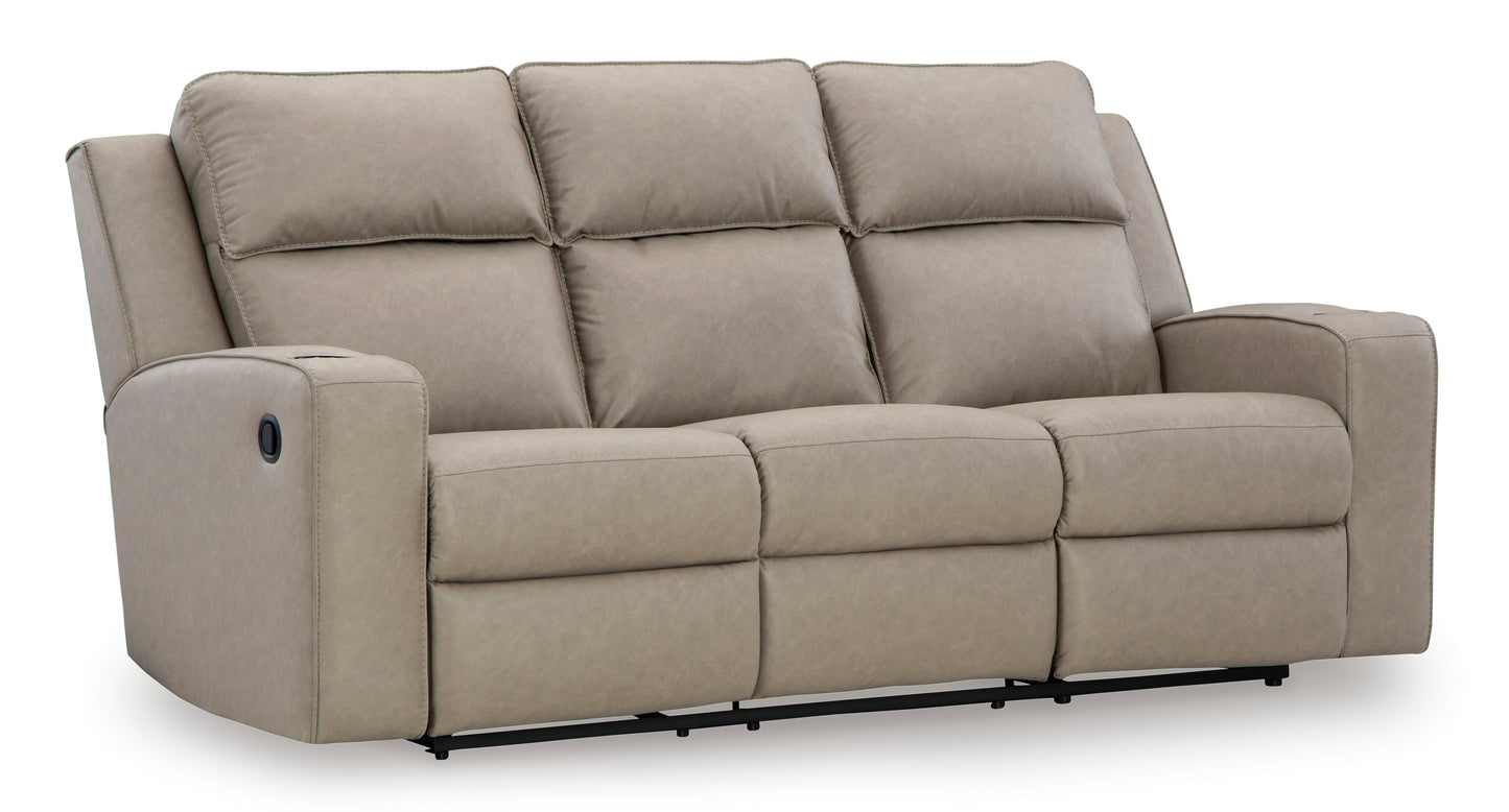 Lavenhorne Reclining Sofa w/ Drop Down Table-- Pebble Color