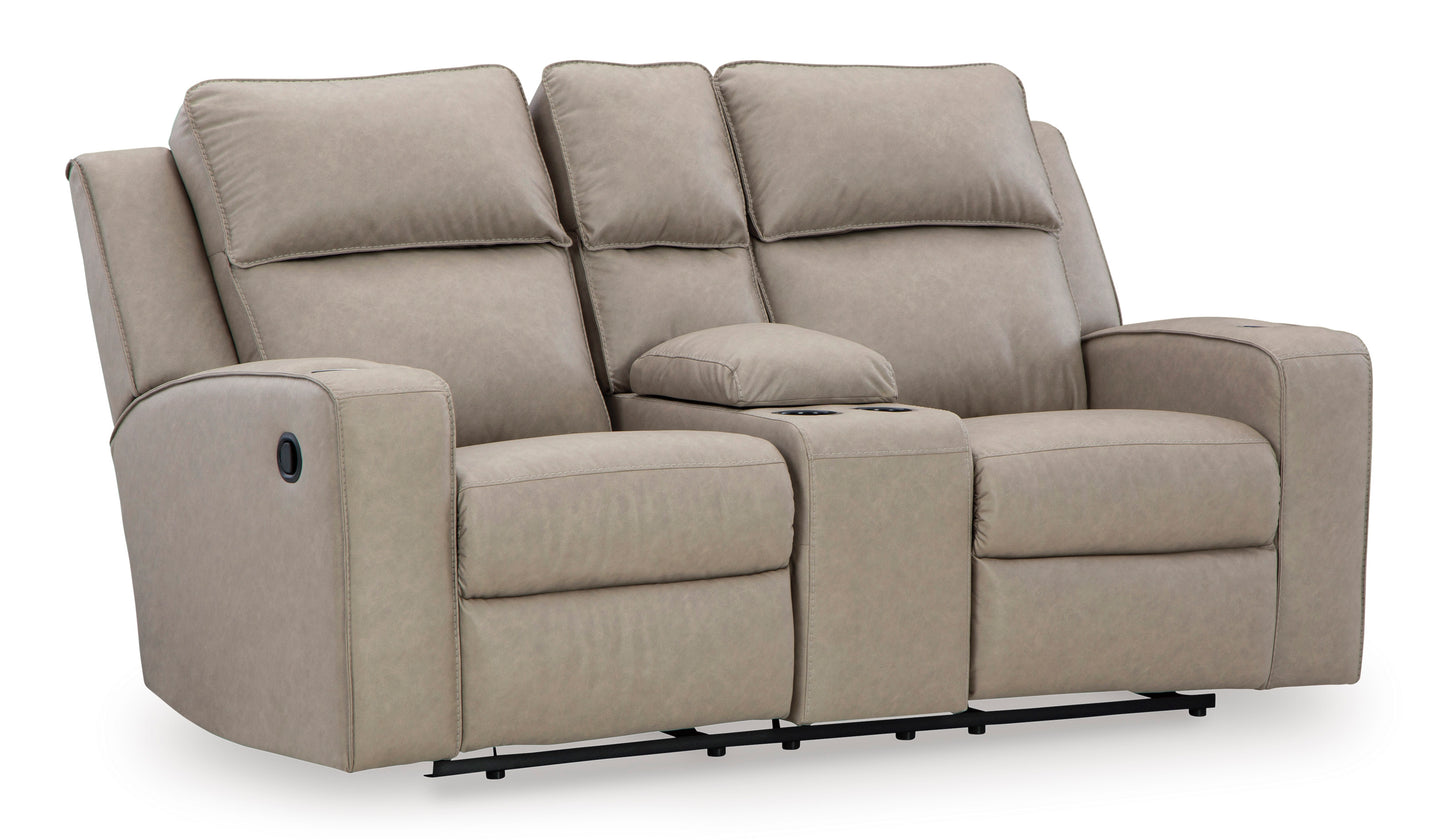 Lavenhorne DBL Rec Loveseat w/Console- Pebble Color