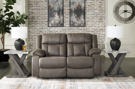 First Base Reclining Loveseat- Gunmetal Color