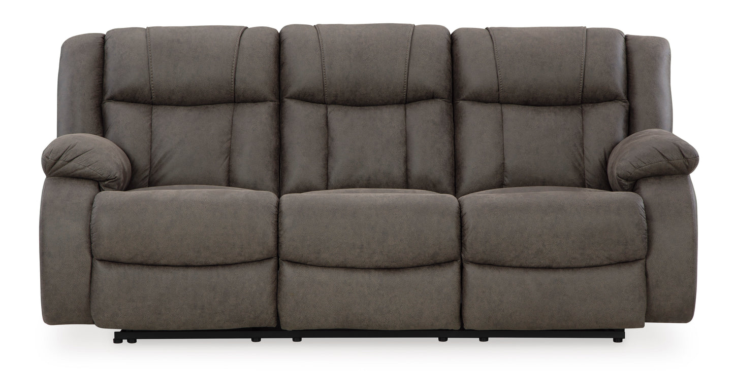 First Base Reclining Sofa- Gunmetal Color