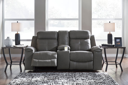 Jesolo DBL Rec Loveseat w/Console- Dark Gray