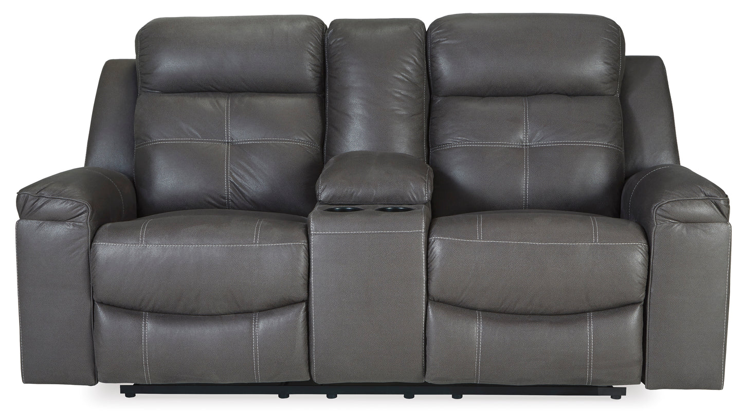 Jesolo DBL Rec Loveseat w/Console- Dark Gray