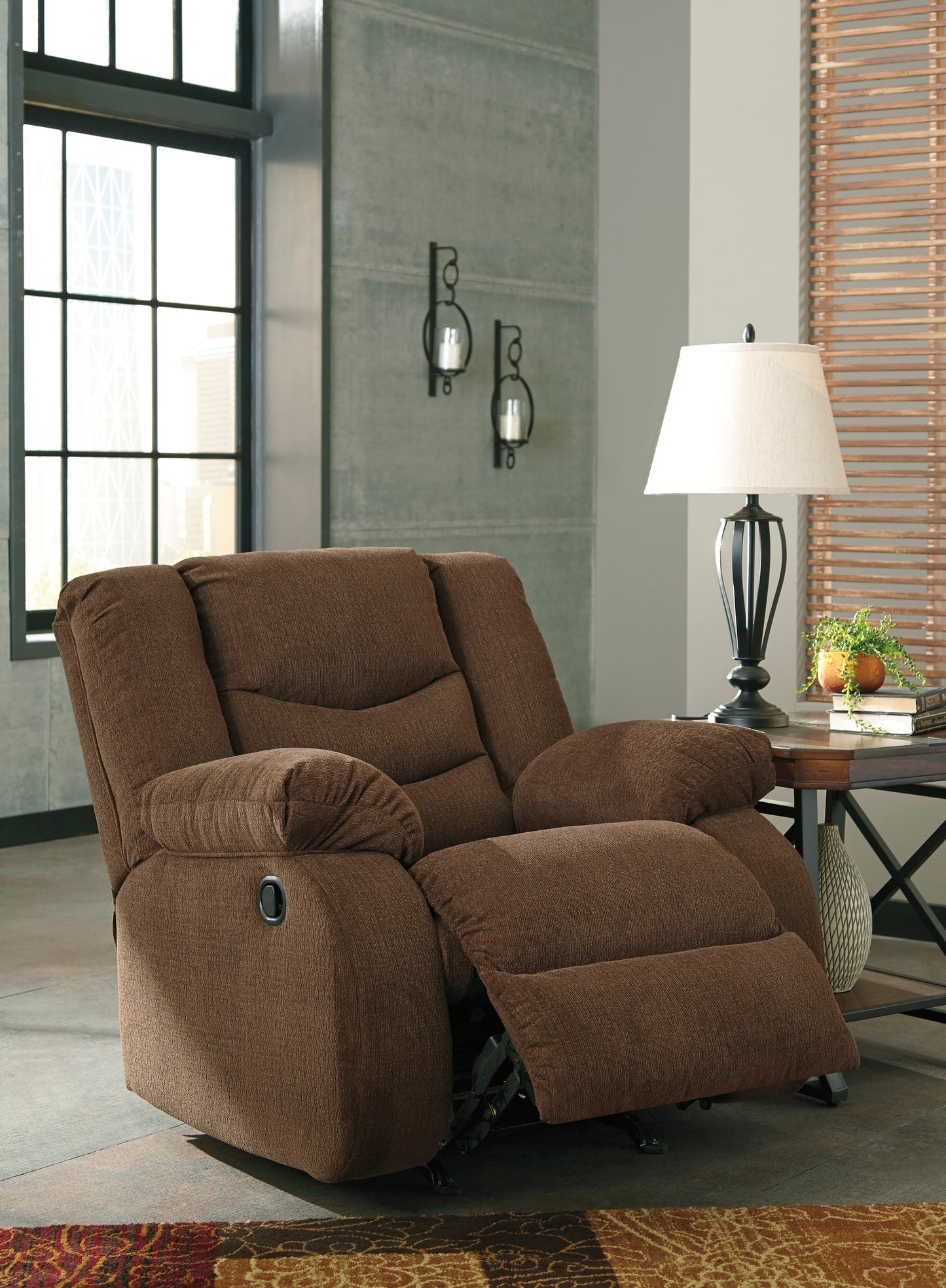 Tulen Rocker Recliner Fabric-- Chocolate Color