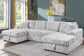 3Pc Arzelia_MediaSleeper_PullOut Sectional_LightGrey