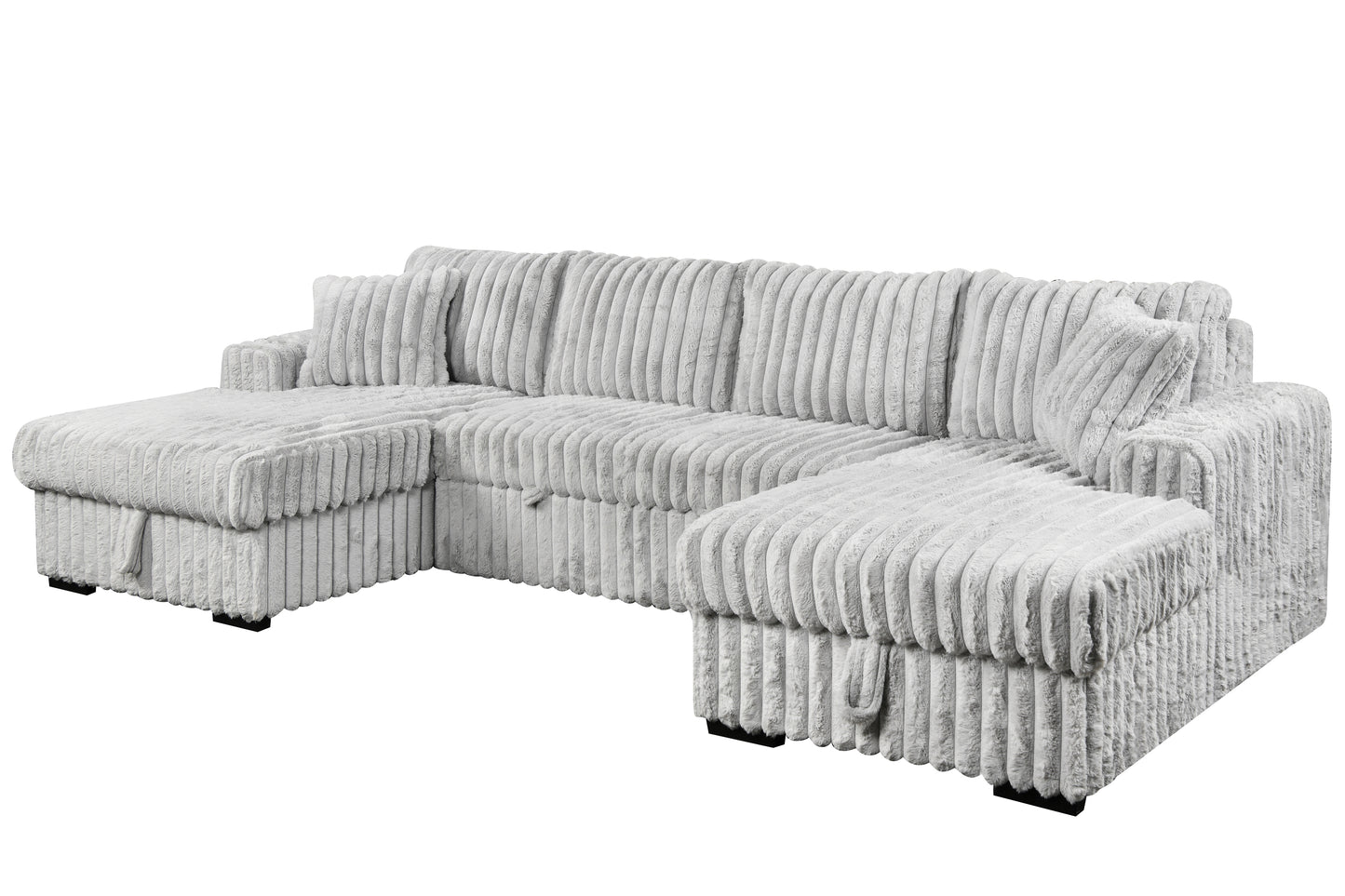 3Pc Arzelia_MediaSleeper_PullOut Sectional_LightGrey