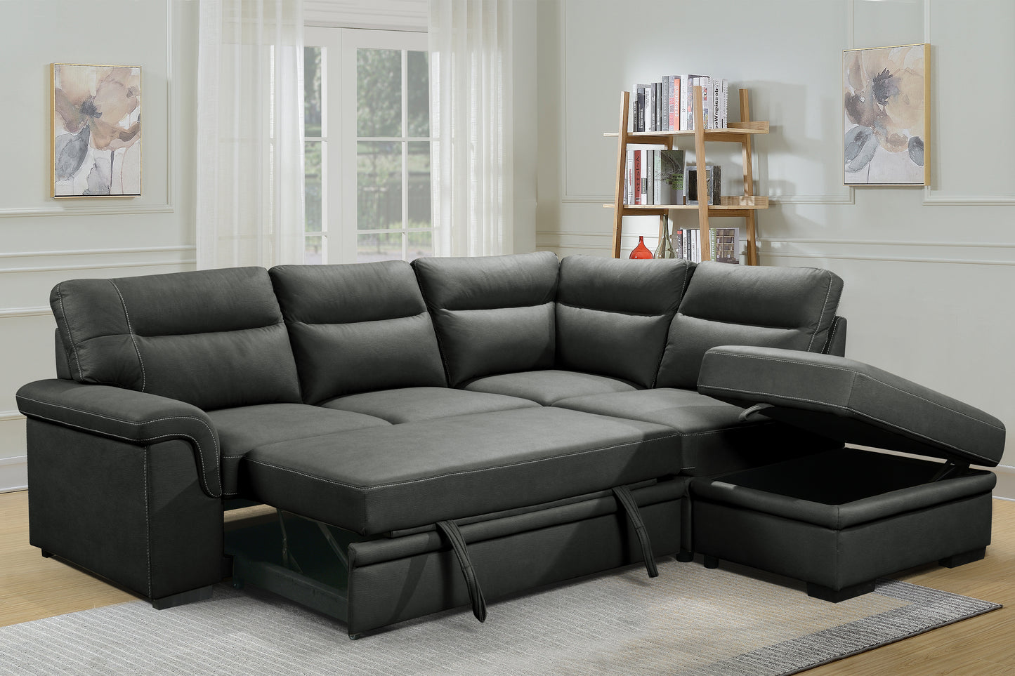 2Pc sectional Ruggiero_Pull Out_Cobblestone_Cement Color