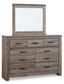 Zelen / Panel Headboard With Mirrored Dresser And Chest