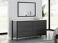 Cadmori King Upholstered Panel Bed with Mirrored Dresser