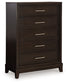 Neymorton Queen Upholstered Panel Bed with Mirrored Dresser, Chest and 2 Nightstands