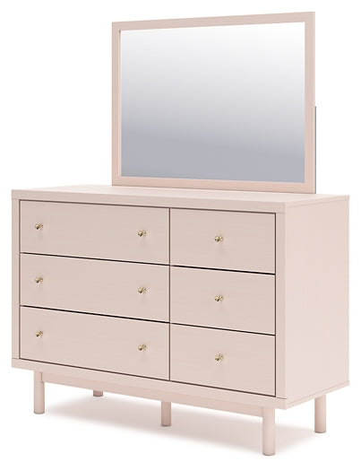 Wistenpine Twin Upholstered Panel Bed with Mirrored Dresser and Nightstand