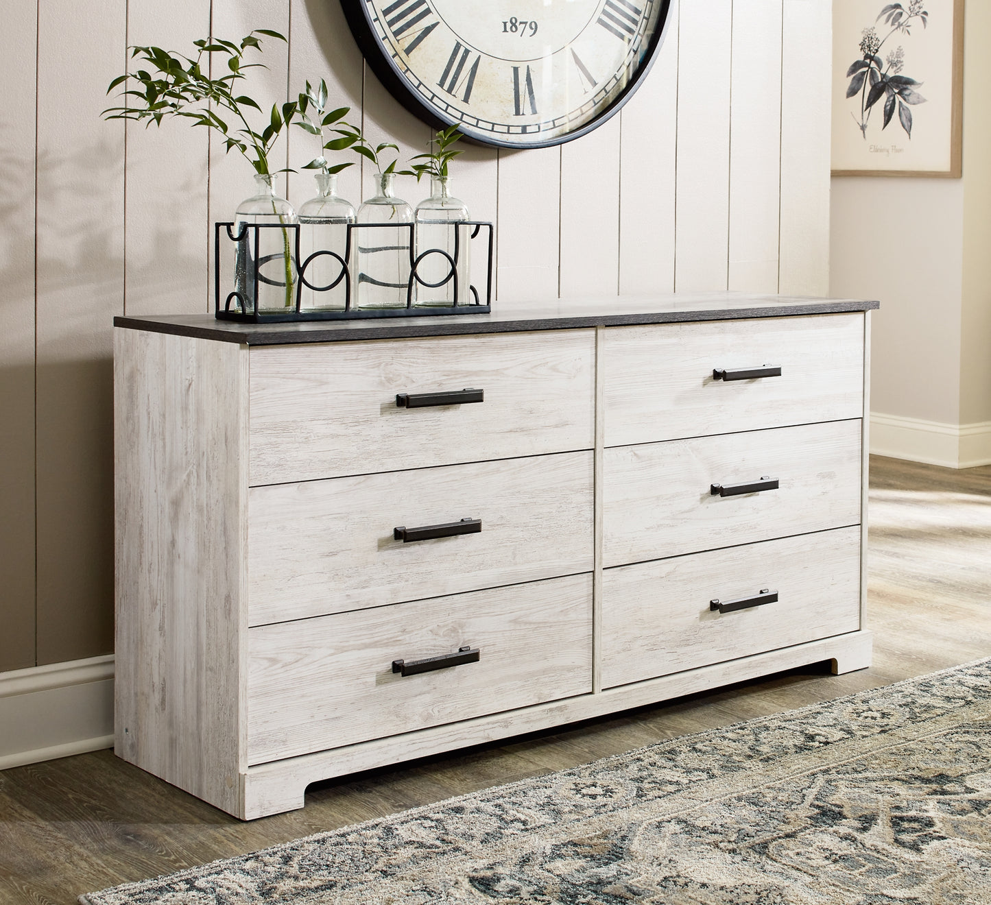 Shawburn Queen Panel Headboard with Dresser, Chest and Nightstand