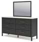 Cadmori Full Upholstered Bed with Mirrored Dresser and 2 Nightstands