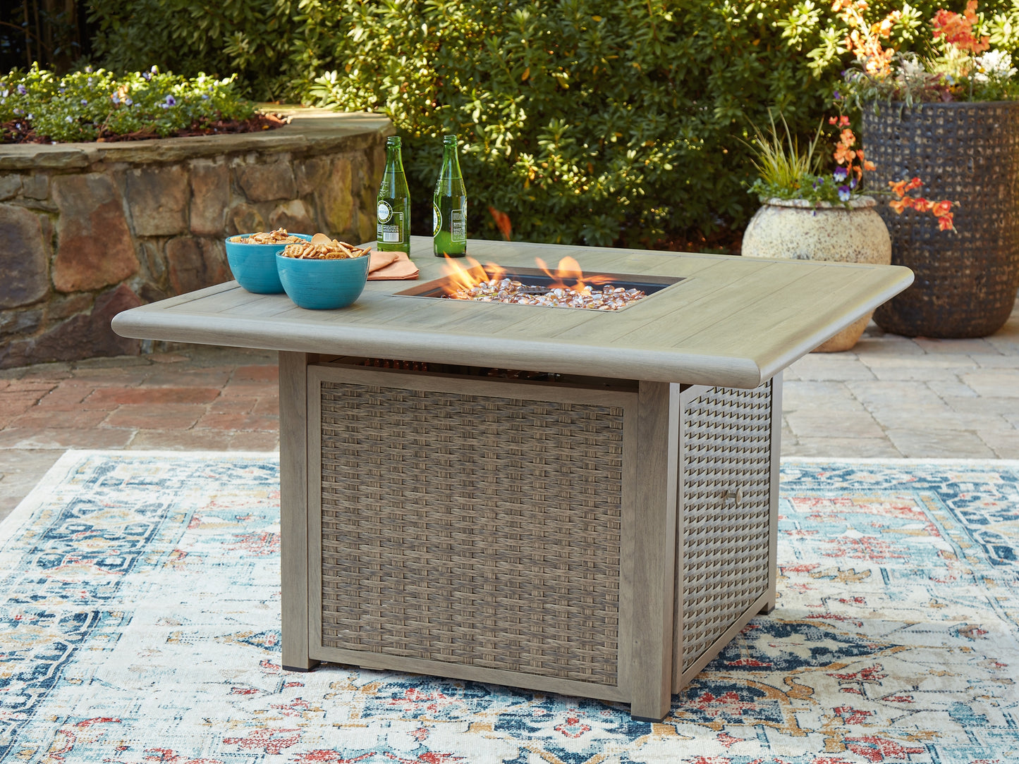 Cliff Trails Square Fire Pit Table