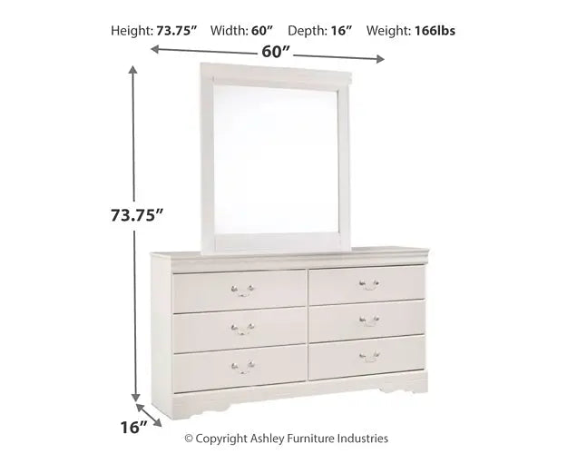 Anarasia Queen Sleigh Bed with Mirrored Dresser and Nightstand Premier Furniture & Mattress