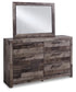 Derekson King Panel Bed with Mirrored Dresser Premier Furniture & Mattress