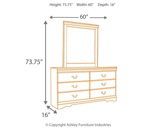 Huey Vineyard Queen Sleigh Headboard with Mirrored Dresser Premier Furniture & Mattress