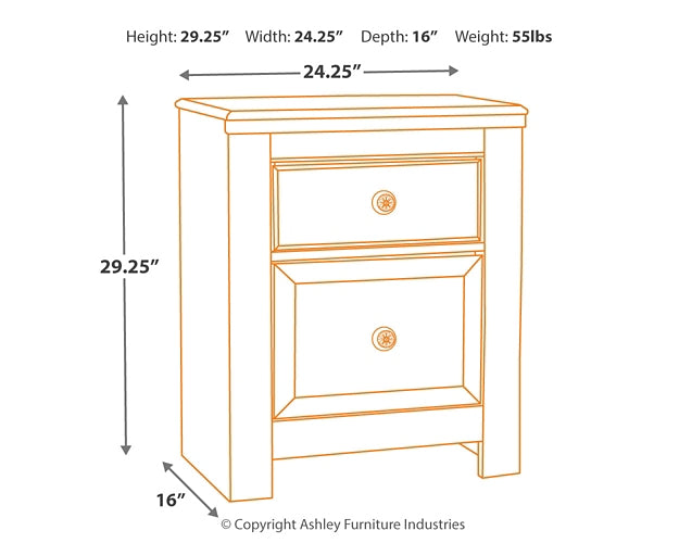 Paxberry Two Drawer Night Stand