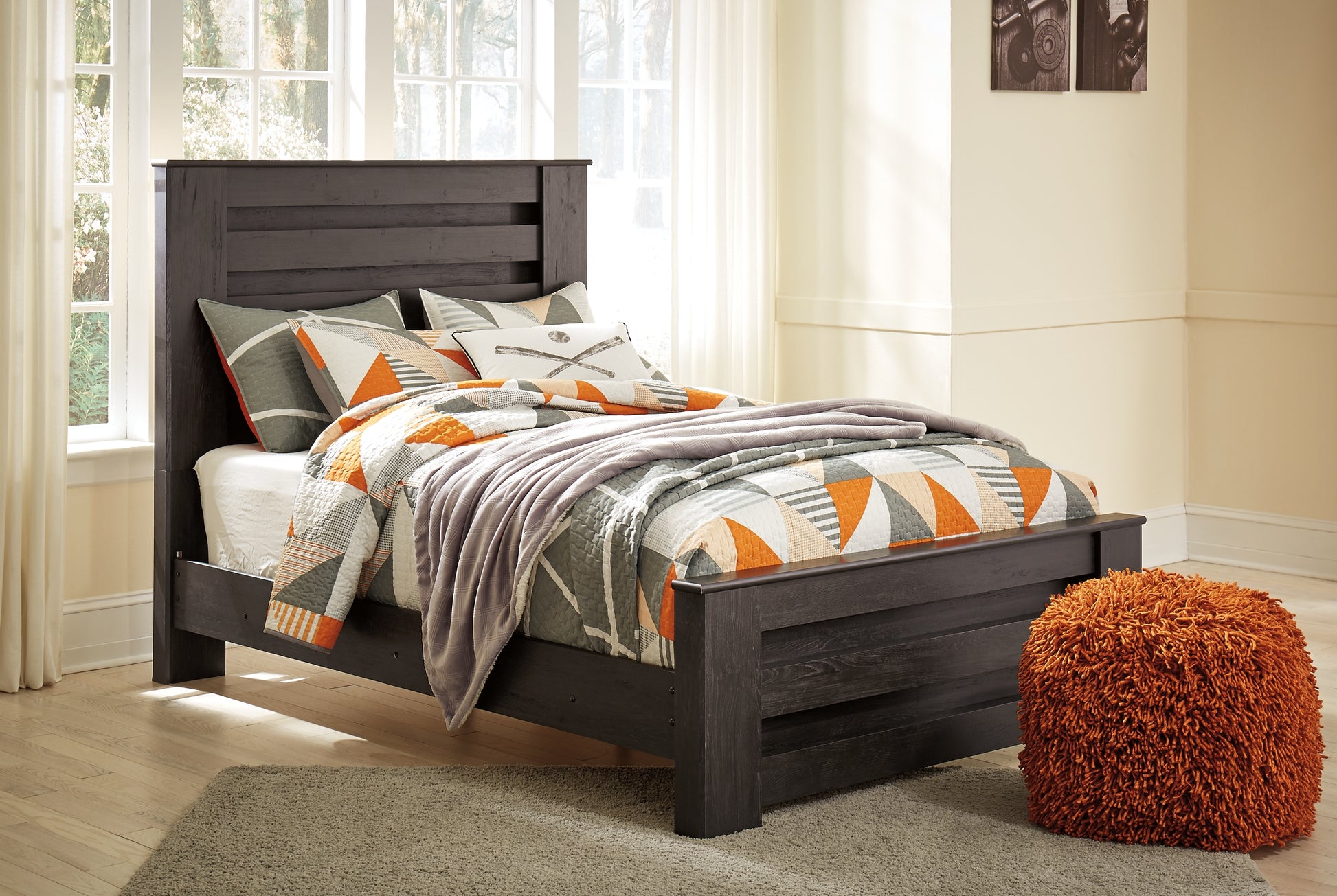 Brinxton panel bed with dresser outlet mirror and nightstand