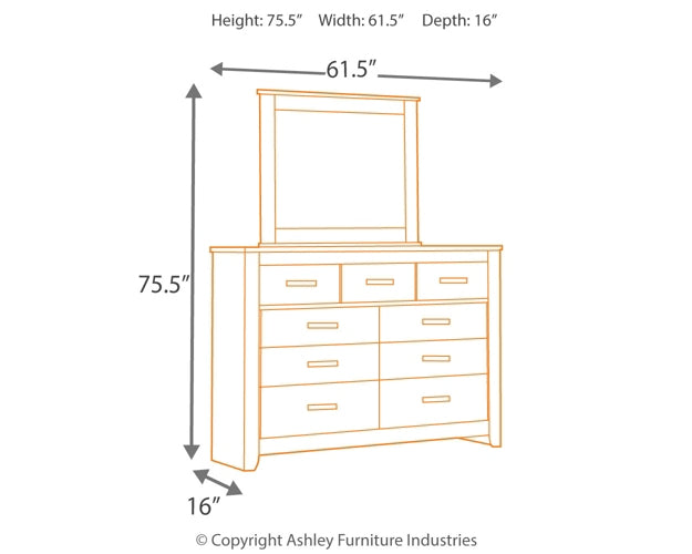 Brinxton King/California King Panel Headboard with Mirrored Dresser, Chest and Nightstand