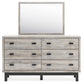 Vessalli Queen Panel Headboard with Mirrored Dresser and Chest