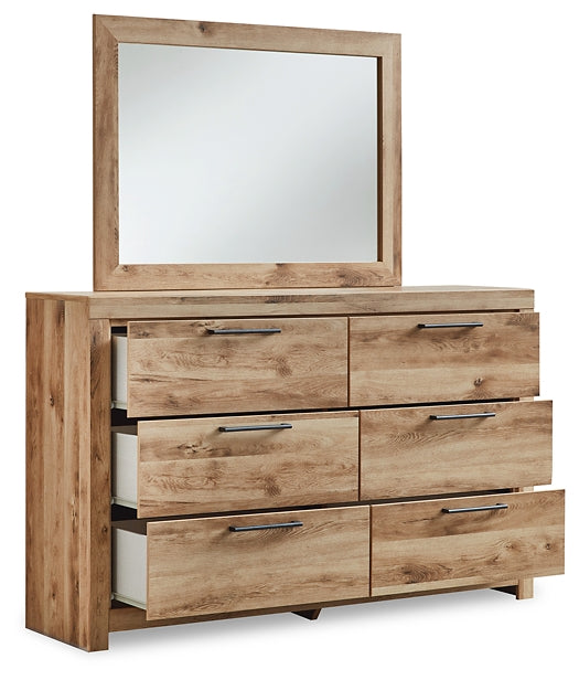 Hyanna Full Panel Bed with Storage with Mirrored Dresser, Chest and 2 Nightstands