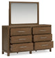 Cabalynn King Panel Bed with Storage with Mirrored Dresser and Chest